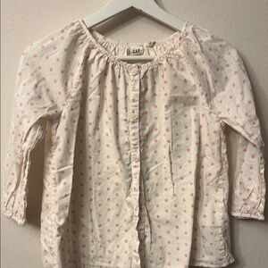 GAP Pink and White Button Down Shirt with Subtle Floral Print